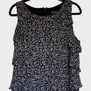 Jessica Howard Navy & White Tiered 14P Knee Length Dress Sleeveless Party Office